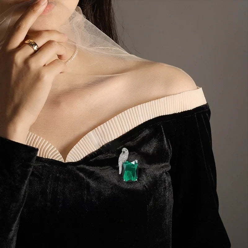 Emerald Parrot Brooch